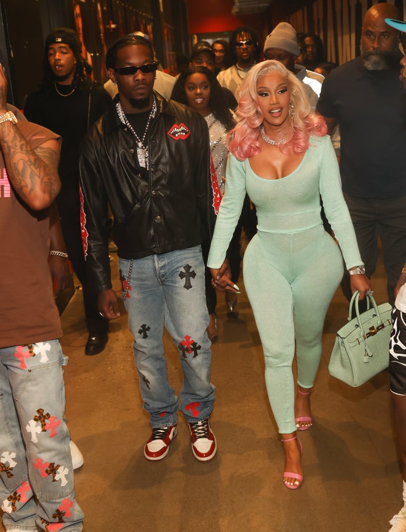 Cardi B's Mint Green Catsuit and Matching Hermès Kelly Bag