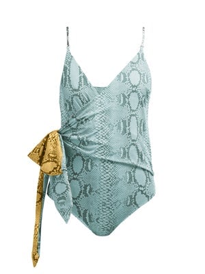 Stella McCartney Timeless Snake-Print Wrap Swimsuit