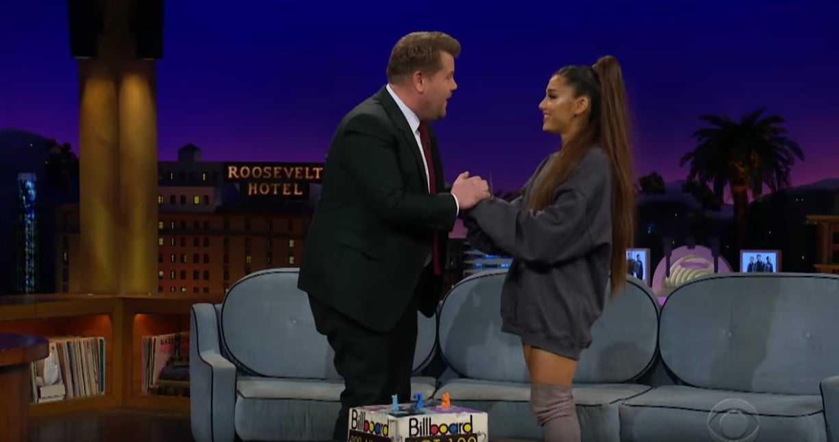 Ariana Grande Celebrates Billboard Record With James Corden | POPSUGAR