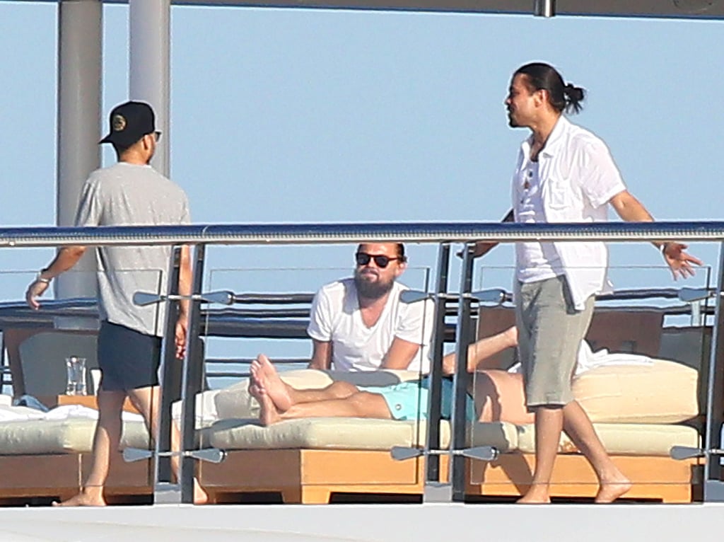 Leo and his pals lounged on the luxury yacht on Tuesday.