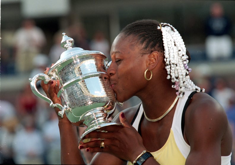 Serena Williams With Her Trophy at the US Open in 1999