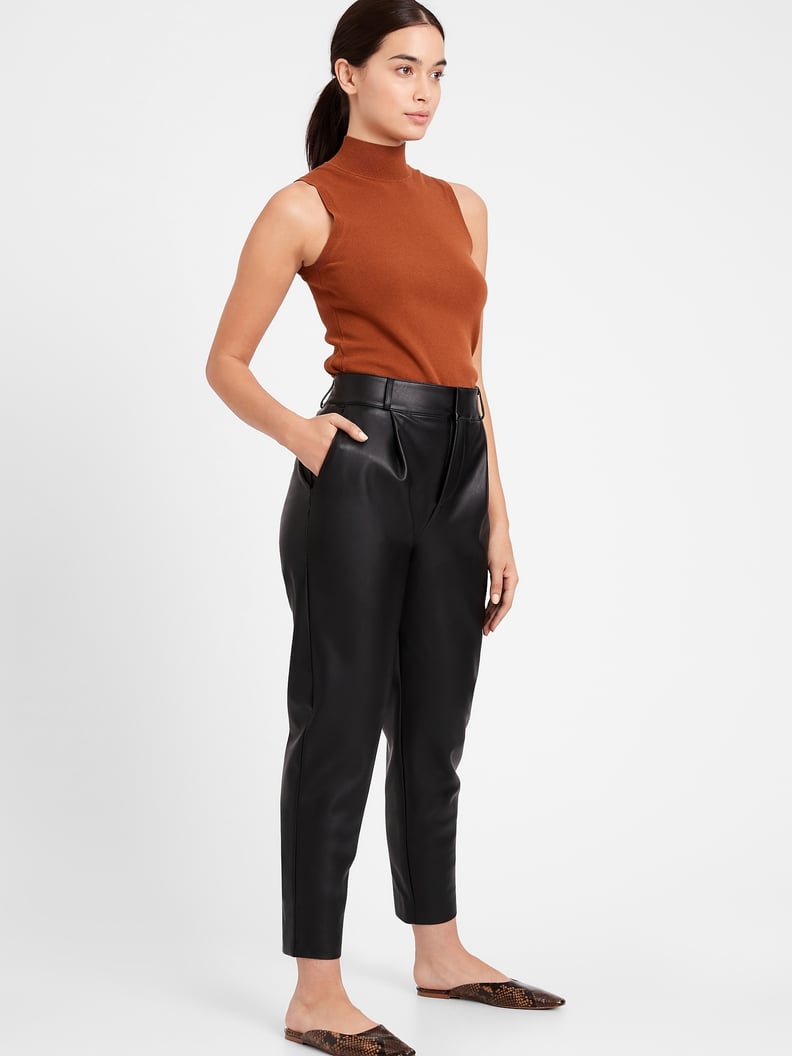 Banana Republic High-Rise Tapered Vegan Leather Pant