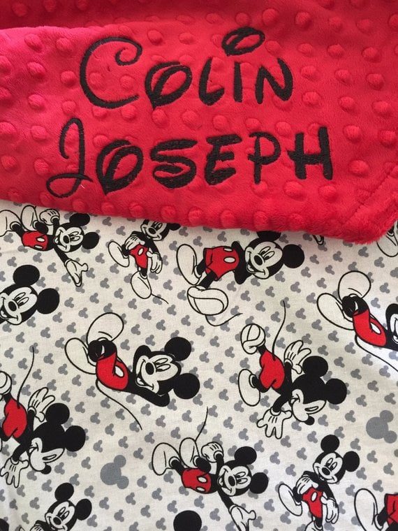 Personalized Mickey Mouse Minky Baby Blanket