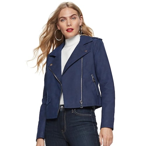 Nine West Faux-Leather Biker Moto Jacket