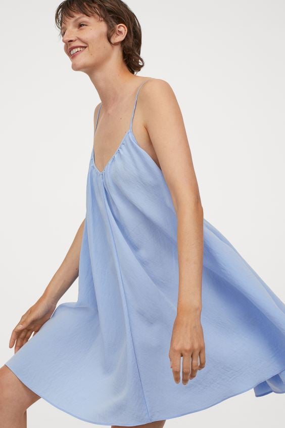 h&m blue silk dress