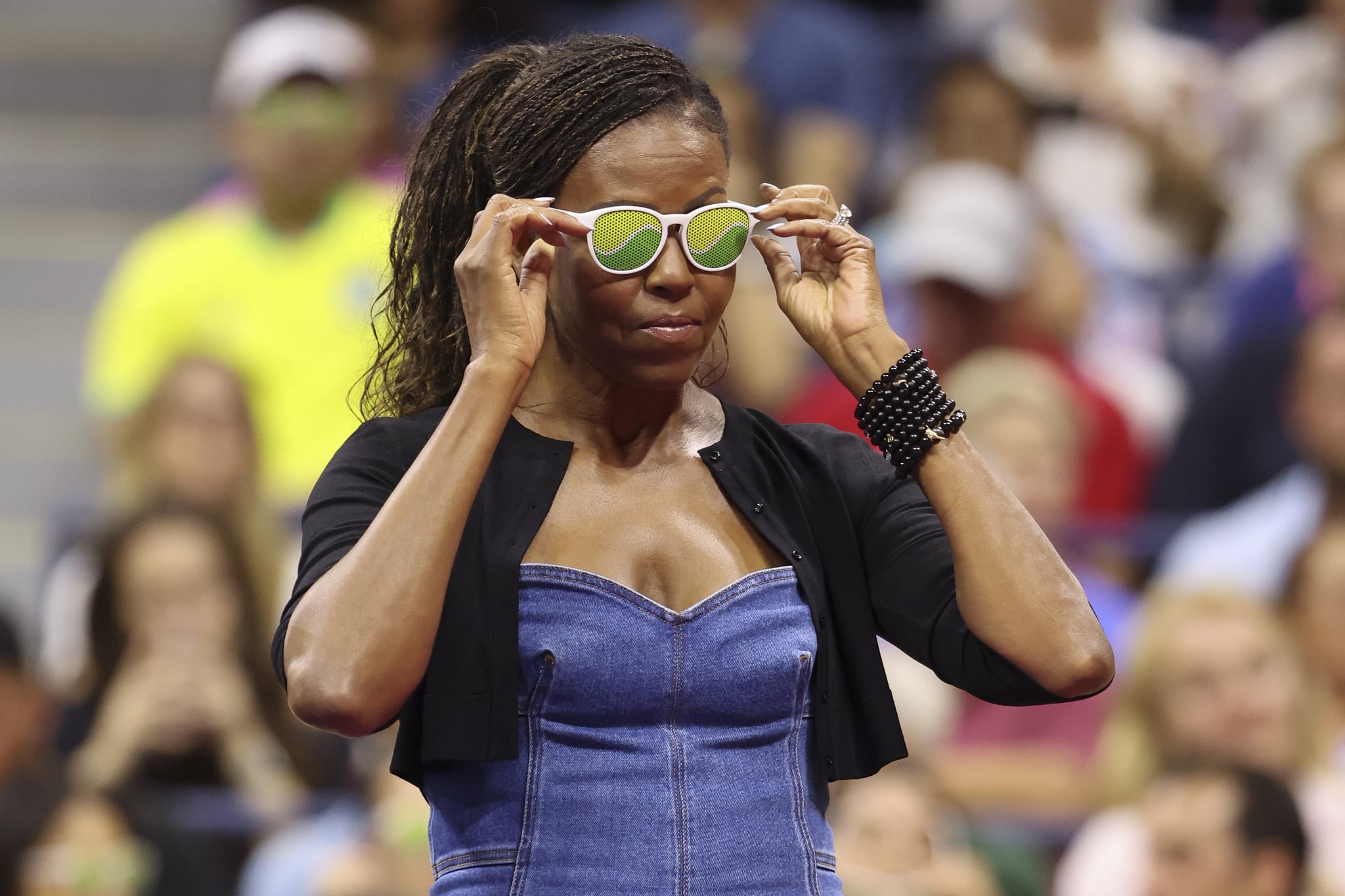 Fashion, Shopping & Style, Michelle Obama Brought the Fashion to the US  Open in a Denim Midi Dress