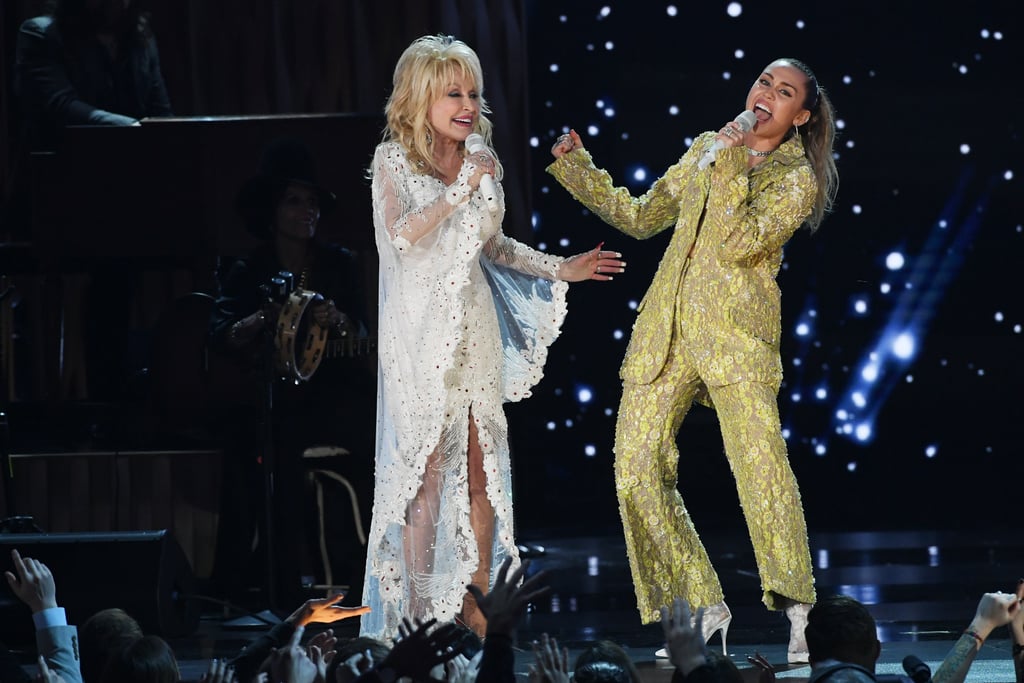 Miley Cyrus and Dolly Parton at the 2019 Grammys