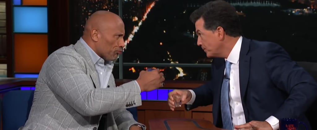 Dwayne Johnson and Stephen Colbert Drink Tequila and Go Into Battle With Their Eyebrows