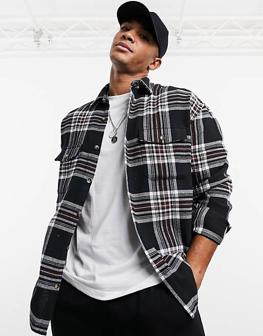 '90s Oversized Brushed Flannel Check Shirt