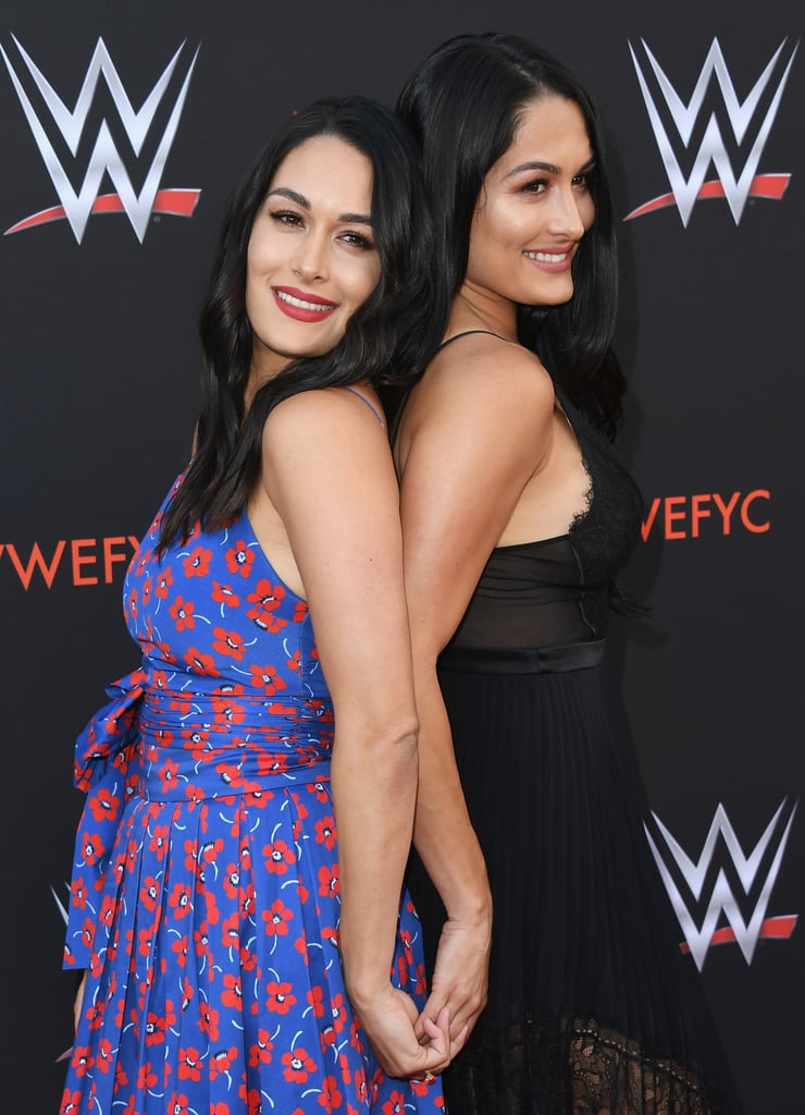 Nikki and Brie Bella at WWE's FYE Event June 2018  POPSUGAR Celebrity