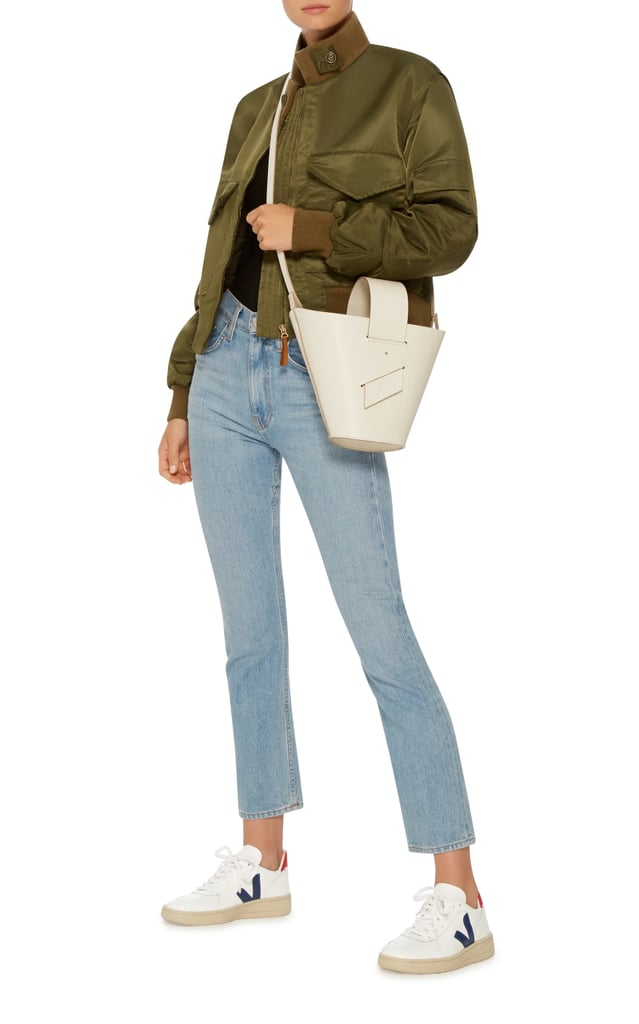 A handbag with an unconventional strap