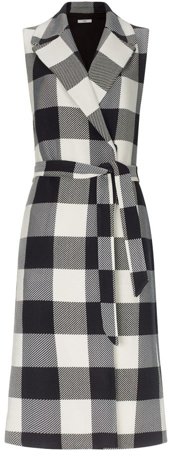 Tome Black Plaid Sleeveless Trench Coat