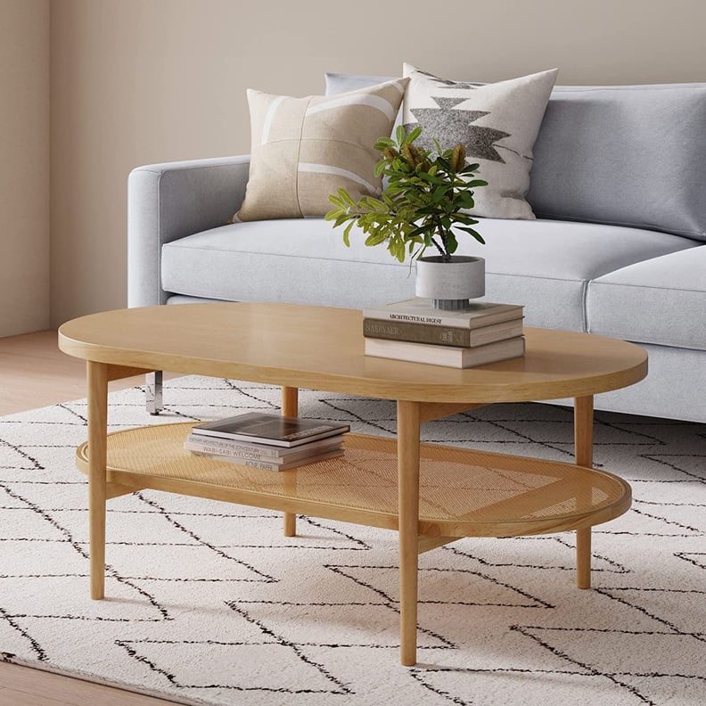 Rattan and Wood Coffee Table