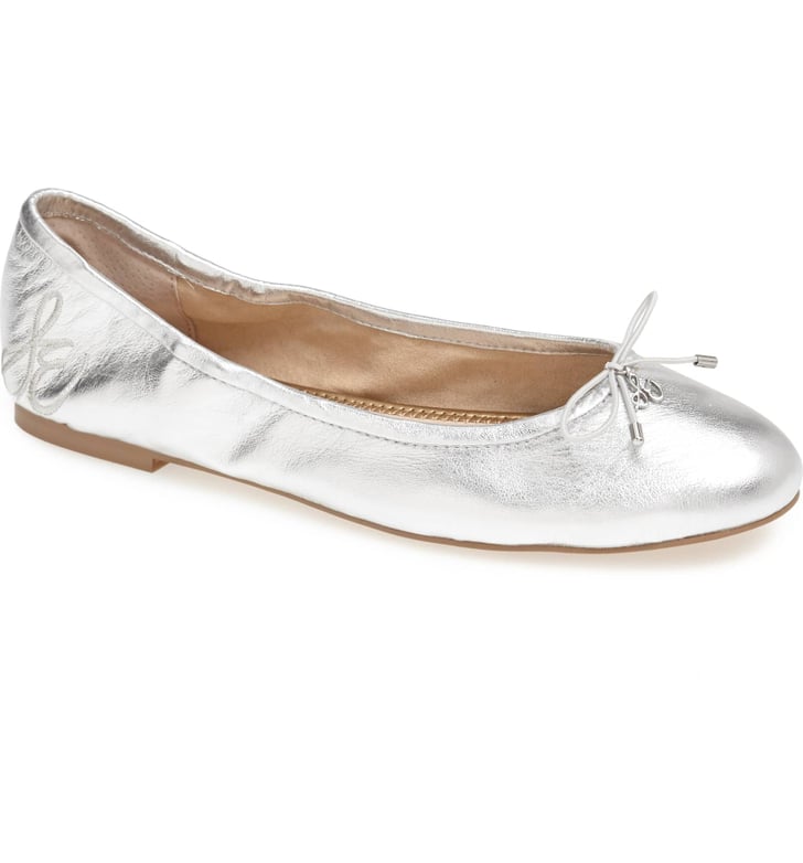 Sam Edelman Felicia Flat - Silver Leather | Best Flats For Standing All ...