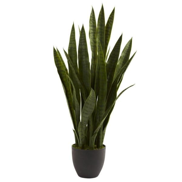 Nearly Natural Sansevieria With Black Planter