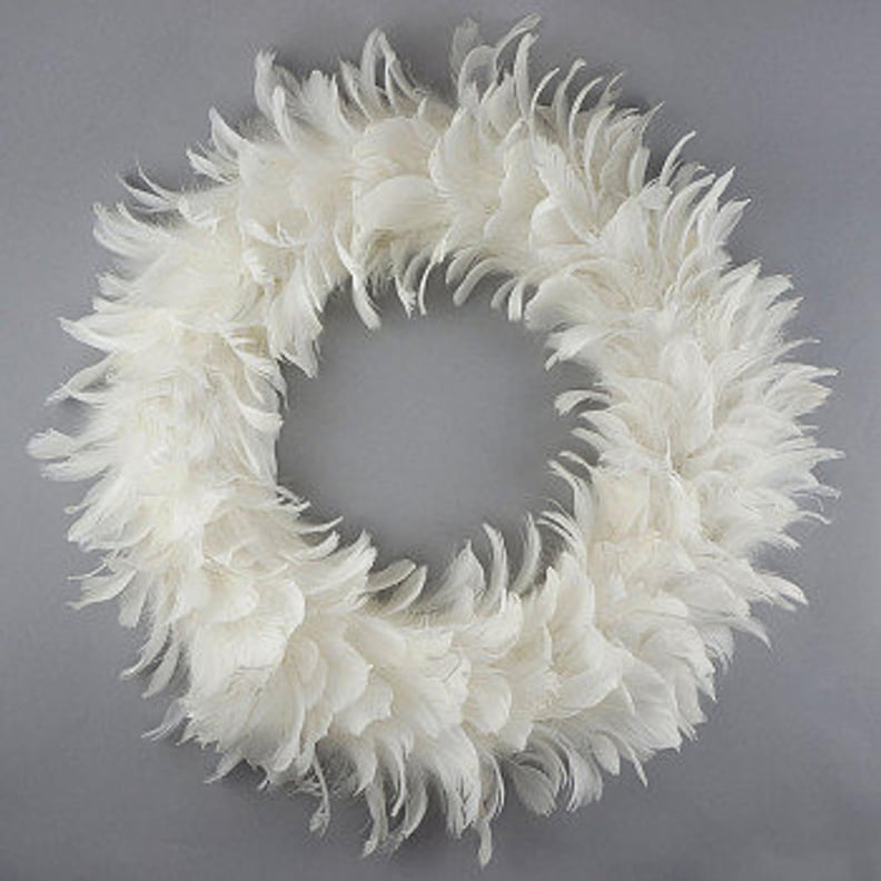 Glittering Decorative Feather Christmas Wreath