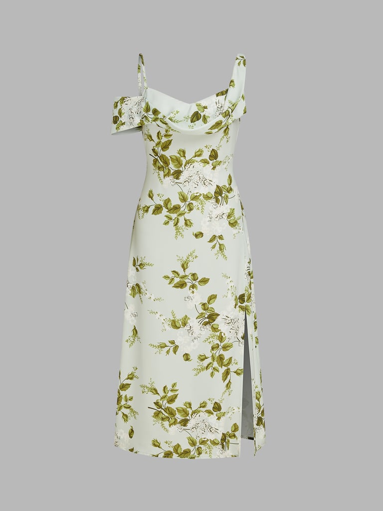Cider Chiffon Asymmetrical Floral Dress