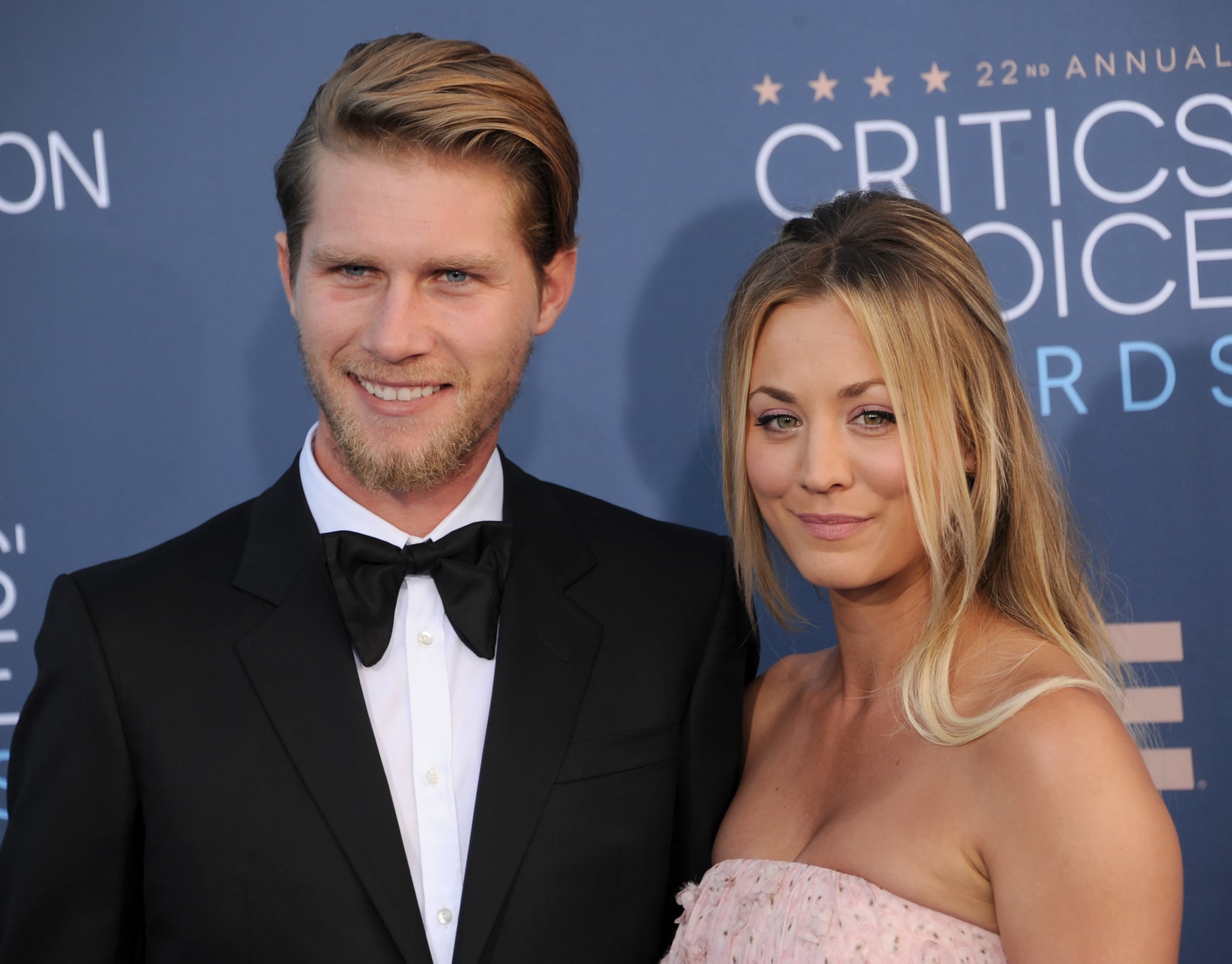 SANTA MONICA, CA - DECEMBER 11: Actress Kaley Cuoco and Karl Cook arrive at The 22nd Annual Critics' Choice Awards at Barker Hangar on December 11, 2016 in Santa Monica, California.  (Photo by Gregg DeGuire/WireImage)