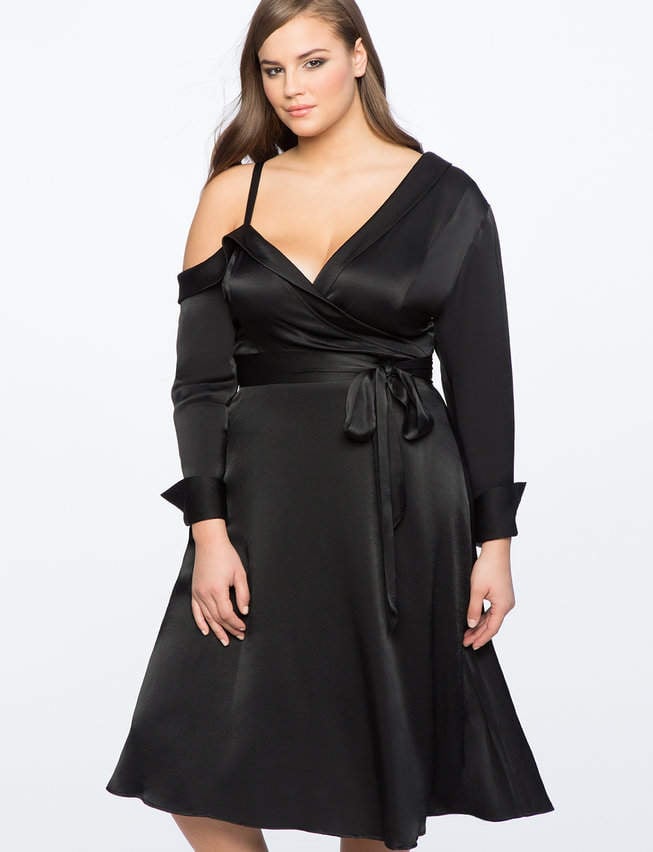 ELOQUII Asymmetrical Neckline Fit and Flare Dress