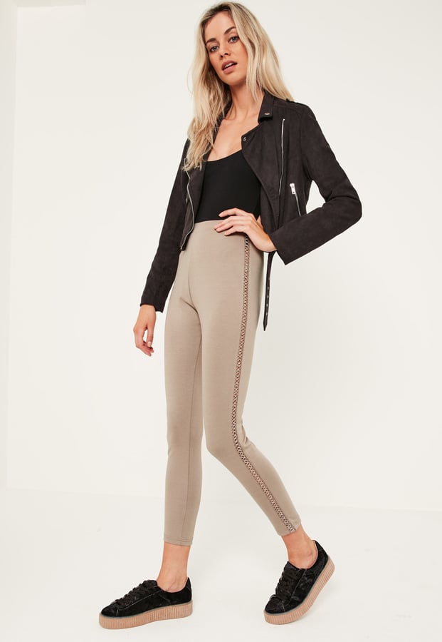 Missguided Nude Lattice Side Ponte Leggings ($36)