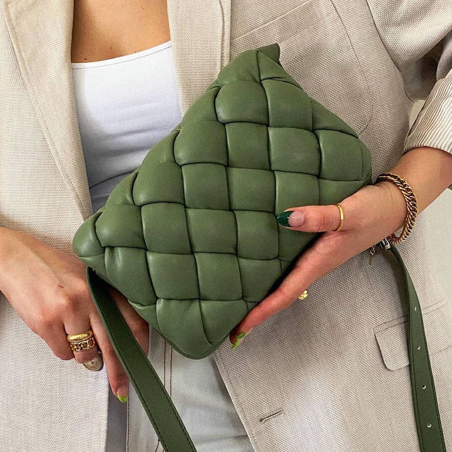Fashion Mini Flap Bag & Purses - Dark Green Croc Embossed - JW PEI