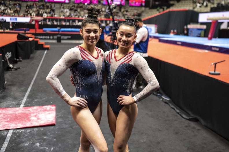 Kayla DiCello and Leanne Wong at the 2021 World Gymnastics Championships All-Around Final