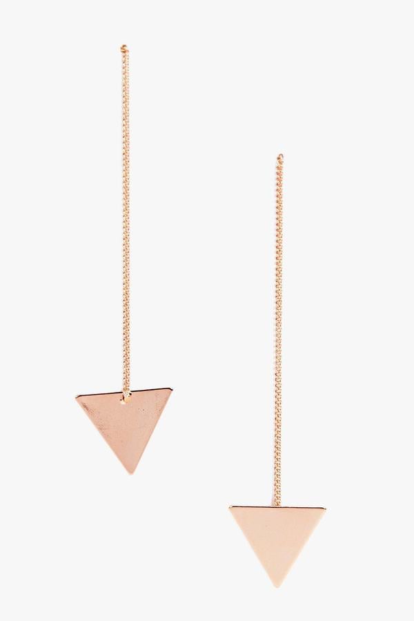 boohoo Maya Rose Gold Triangle Drop Earrings