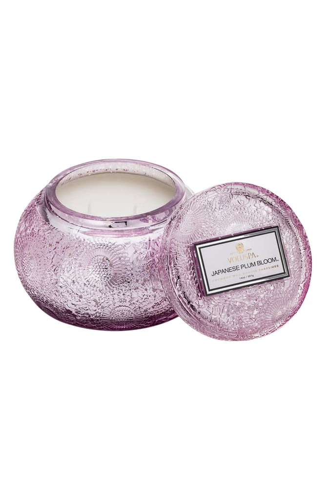 Voluspa Japonica Chawan Bowl Two-Wick Embossed Glass Candle