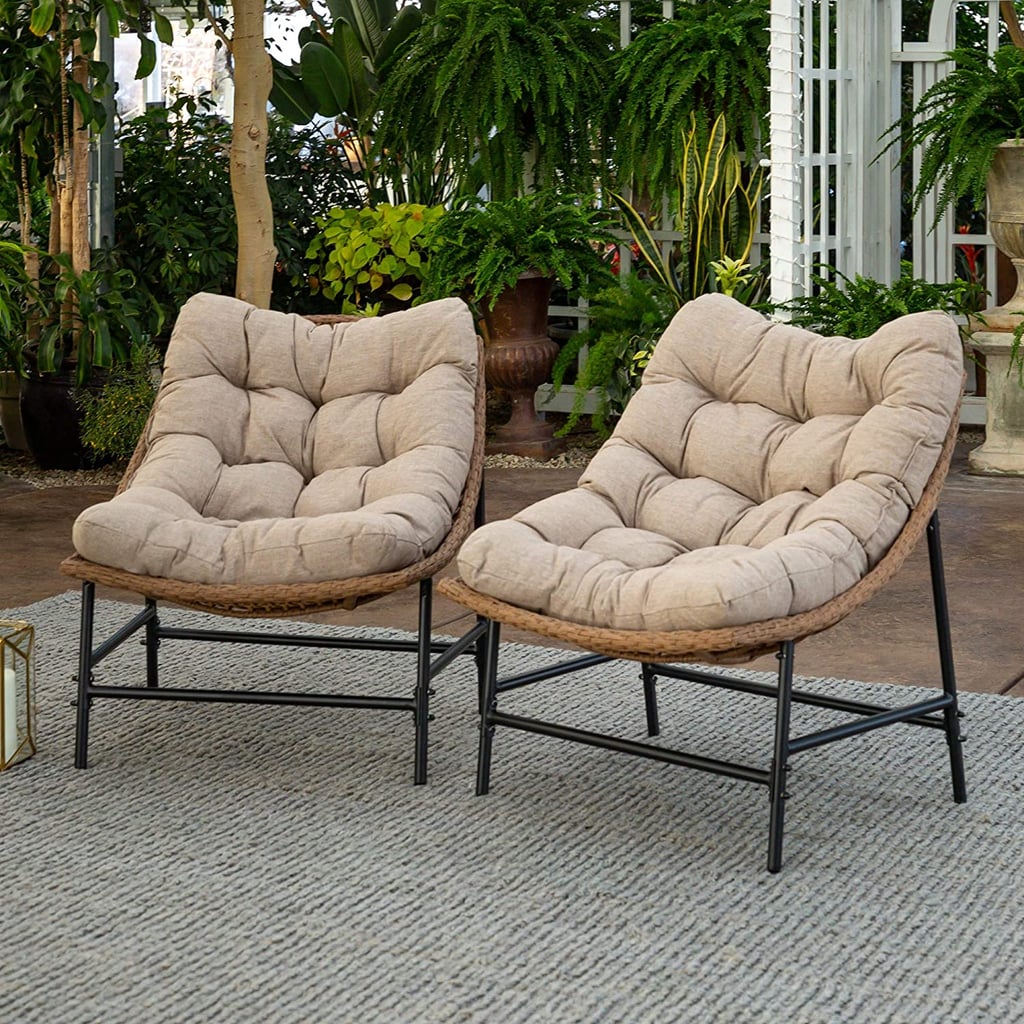Home: Walker Edison Estrella Modern 2 Piece Rattan Scoop Chair Set