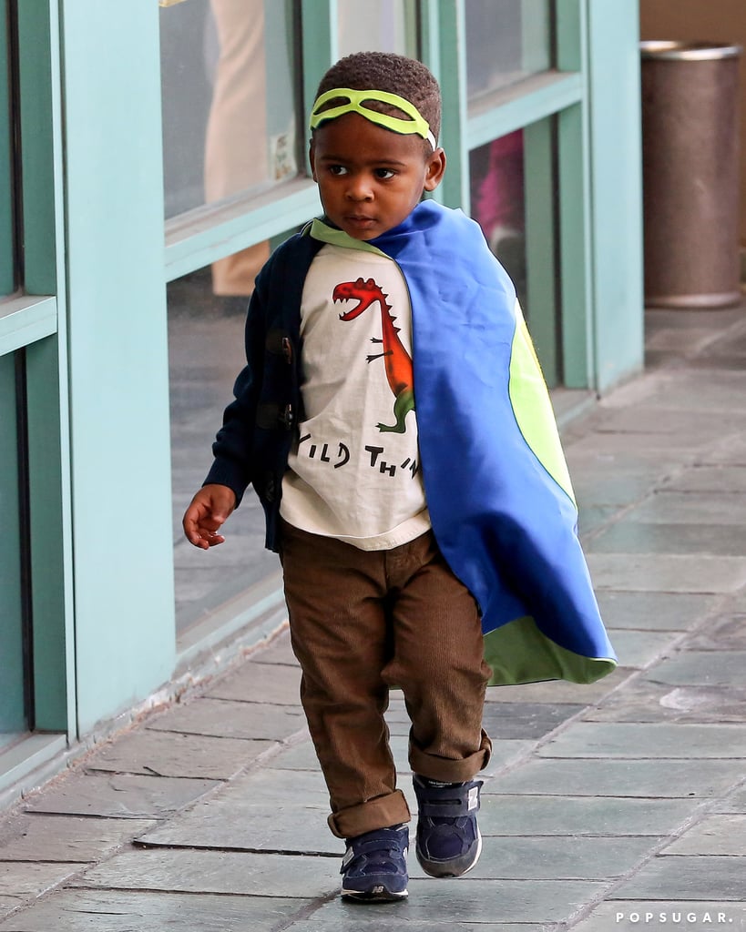 Jackson wore an adorable cape to the gym.