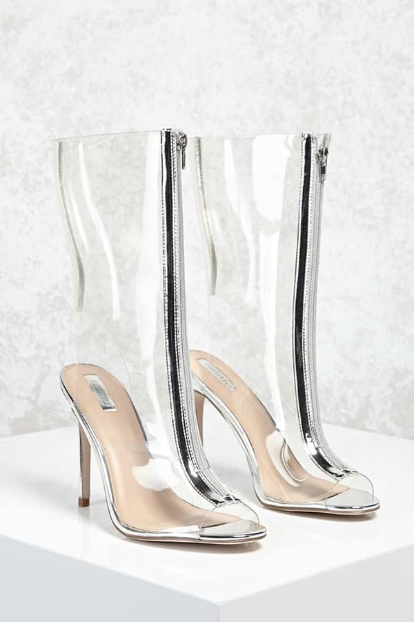 Forever 21 Zipped Clear Stiletto Boots