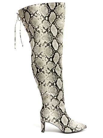 Fashion to Figure x Nadia Aboulhosn Faux Snake Skin Thigh-High Boots