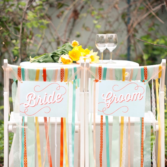 Swing-Style Bride and Groom Signs
