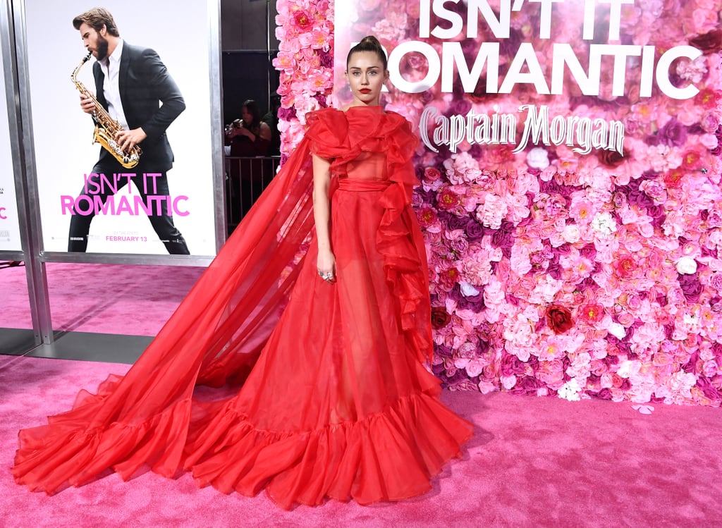 Miley Cyrus's Red Dress at Isn't It Romantic Premiere | POPSUGAR Fashion