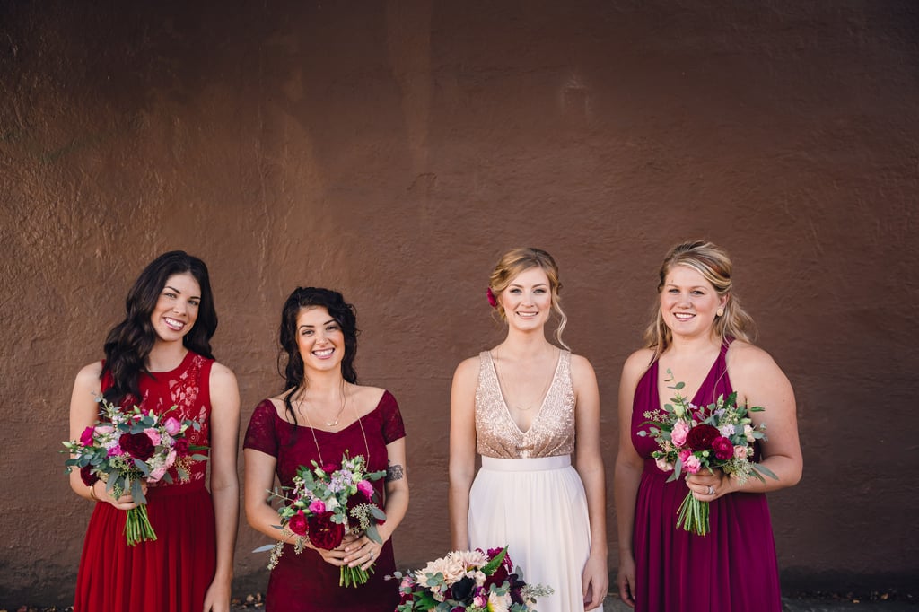 Cranberry-Colored Bridesmaids