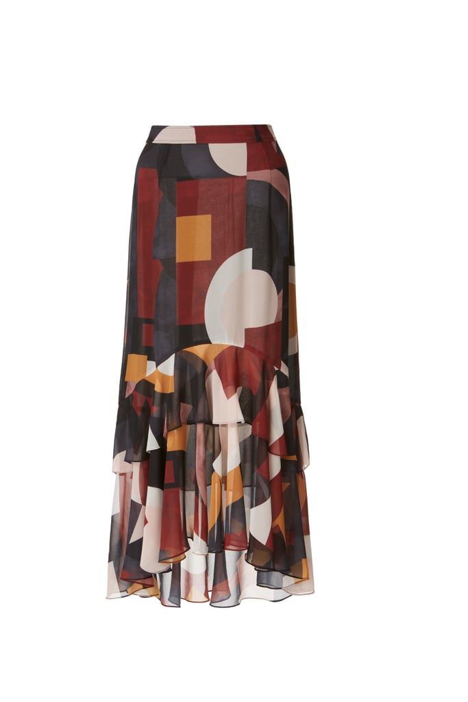 Tiered Crepe High/Low Skirt ($119)