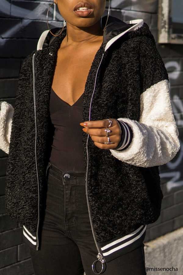 Forever 21 Contrast Faux Shearling Jacket