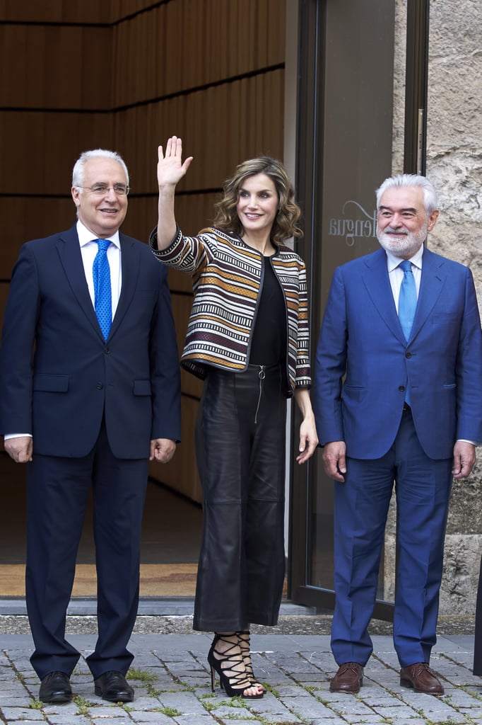 Queen Letizia's Cropped Leather Pants May 2016