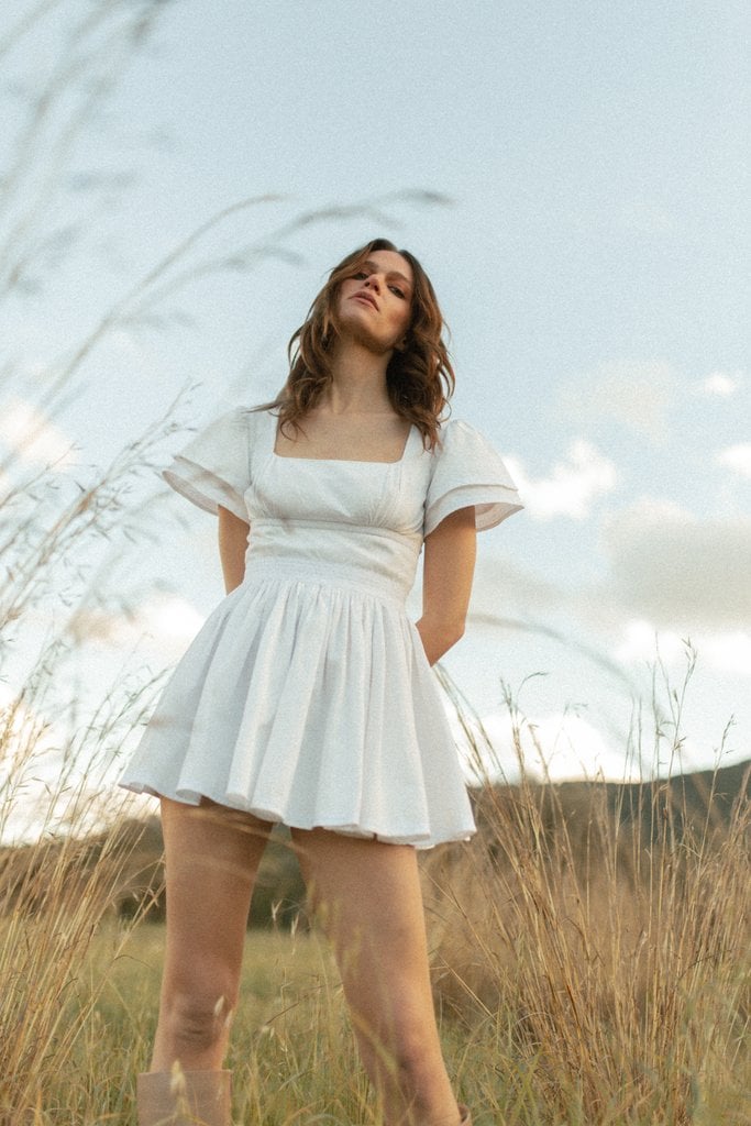 Chiquila White Cotton Mini Dress