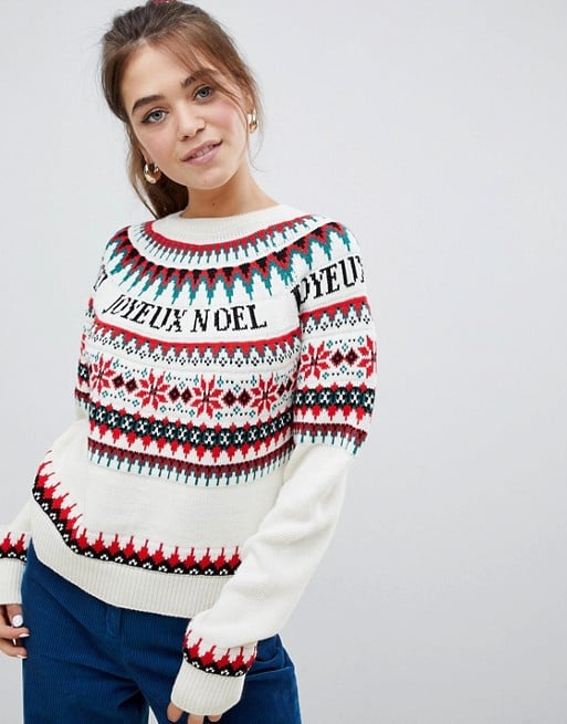 ASOS Design Fairisle Slogan Christmas Jumper