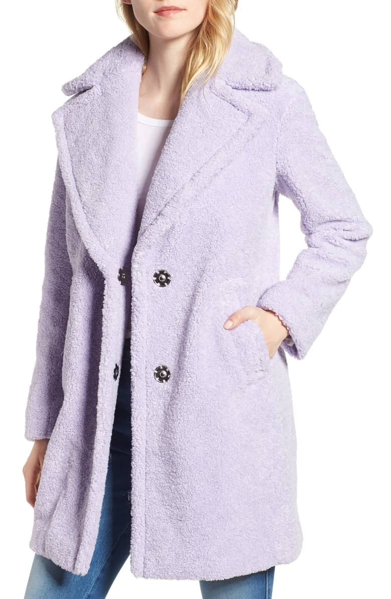 lilac teddy bear coat