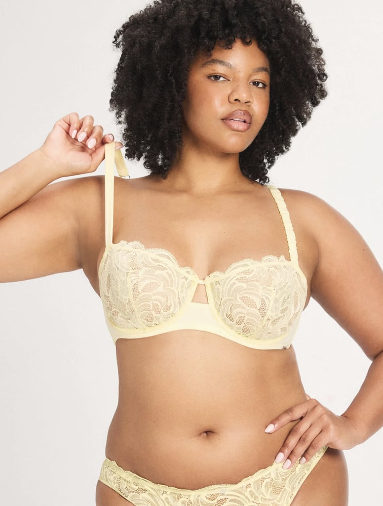 Savage x Fenty Lace Flow Unlined Balconette Bra ($60)
While butter yellow enjoyed a buzzy moment last summer, the hue is just as ideal for any occasion — especially Valentine's Day. This lacy number is sure to get you in the mood and make you feel sexy, thanks to its scalloped edge and shiny taffeta finish.