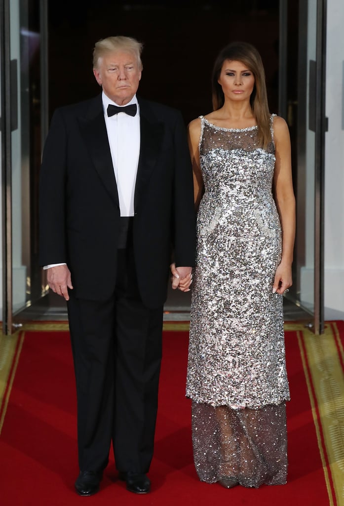 melania trump sequined chanel dress at state dinner 2018