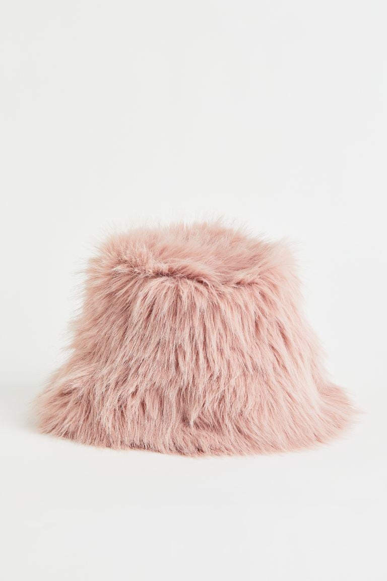 Shop Bucket Hats: H&M Fluffy Bucket Hat in Light Pink