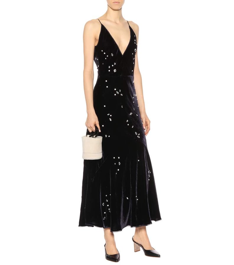 Gabriela Hearst Bridget Crystal-Embellished Velvet Midi Cocktail Dress