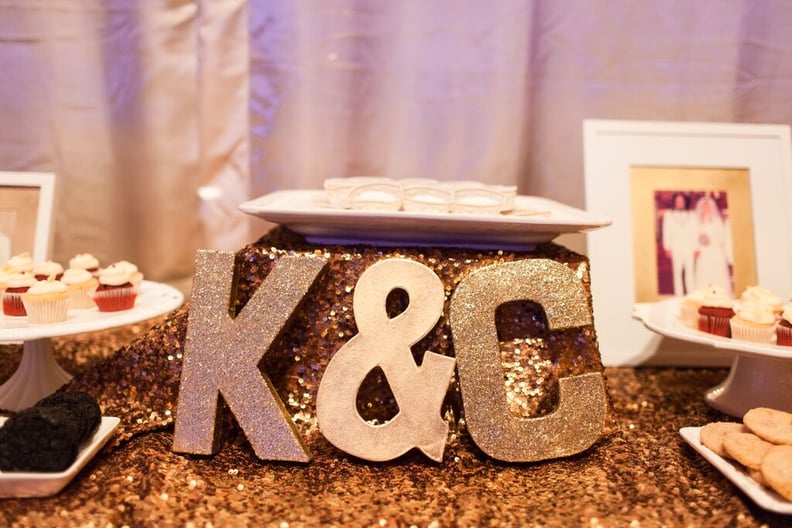 Make gilded initial centerpieces for your dessert table.