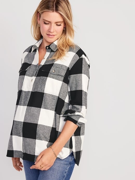 Maternity Utility Flannel Boyfriend Shirt