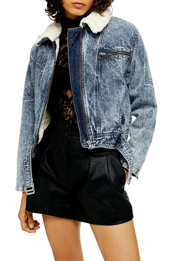 Topshop faux discount fur denim jacket