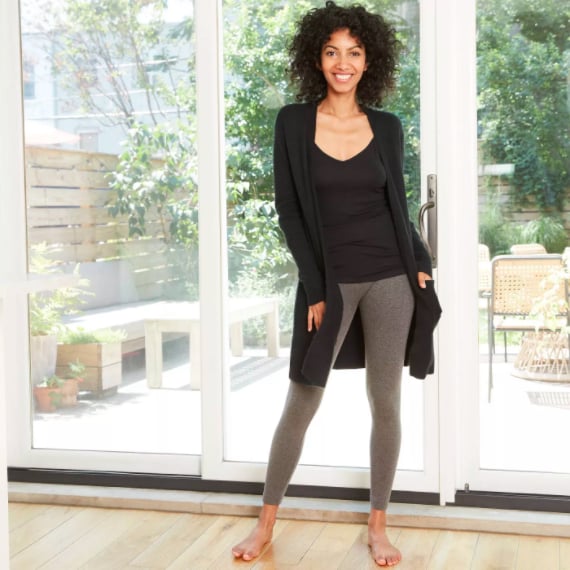 Women's High Waisted Cotton Seamless Seamless Fleece Leggings - A New Day™  Charcoal Heather 2x : Target