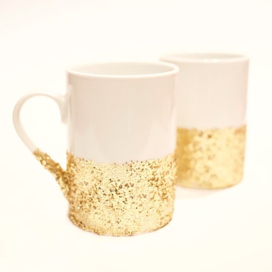 DIY Dishwasher-Safe Glitter-Dipped Mugs